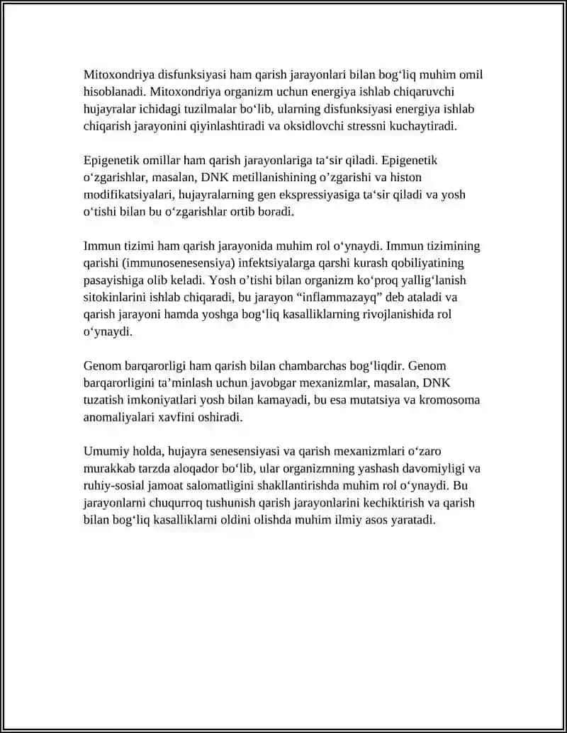 Qarilikning biologik jabhalari 4