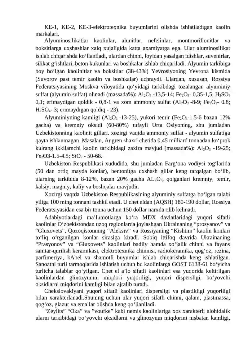 Kaolin tarkibli rudalarniboyitish texnologiyasi 4