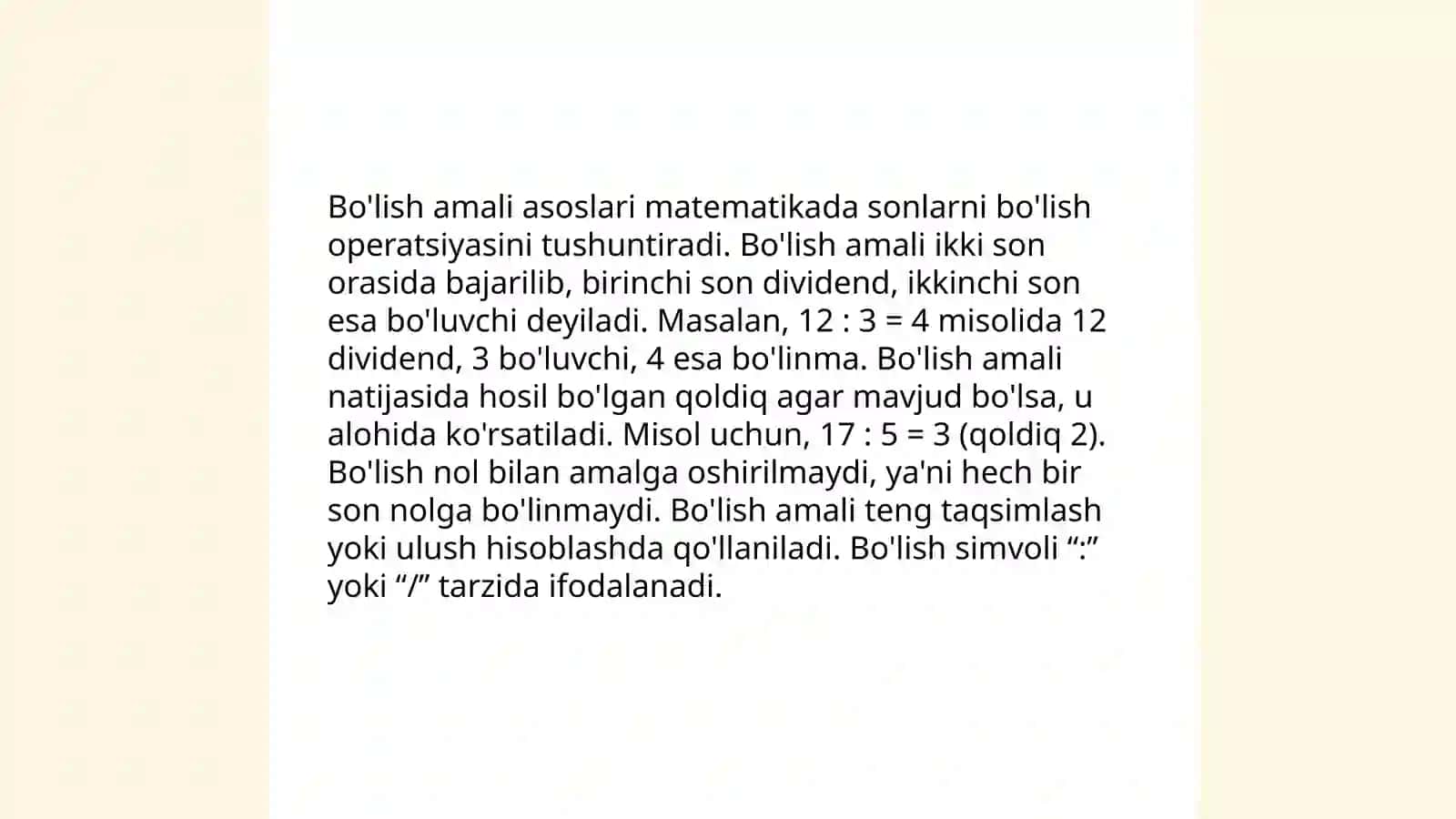 Yaxlit sonlarni boʻlish mavzusiga 4