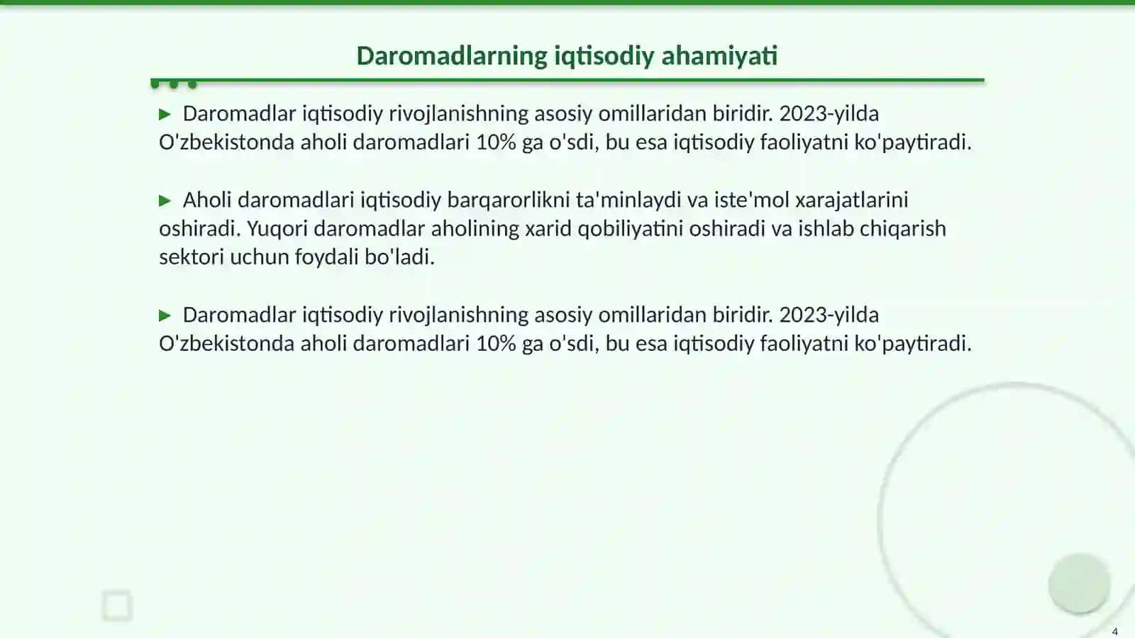 Aholi daromadlarining tahlili 4