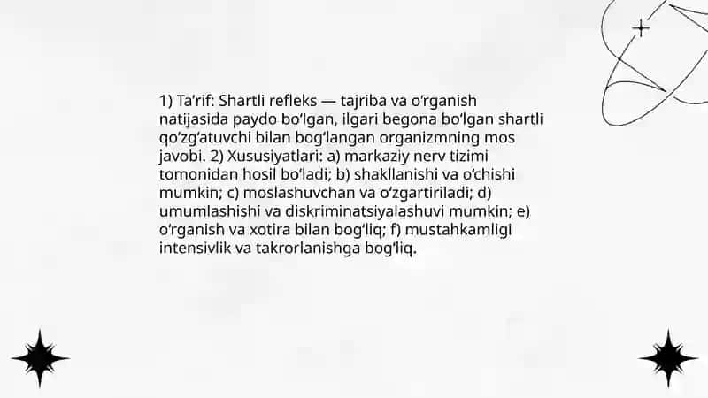 Shartli va shartsiz reflekslar 4