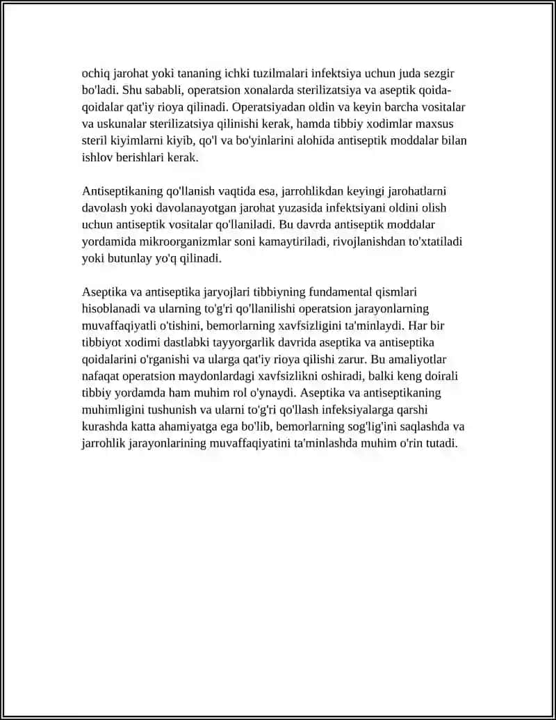 ASEPTIKA VA ANTISEPTIKA TUSHUNCHASI OPERATSION MAYDONDA ASEPTIKA TUSHUNCHASI 4
