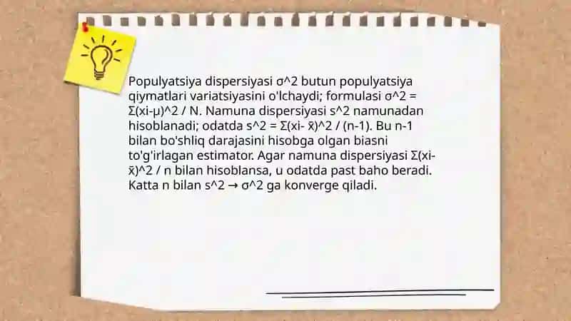 Dispersiya Bahosining Hossalari 4