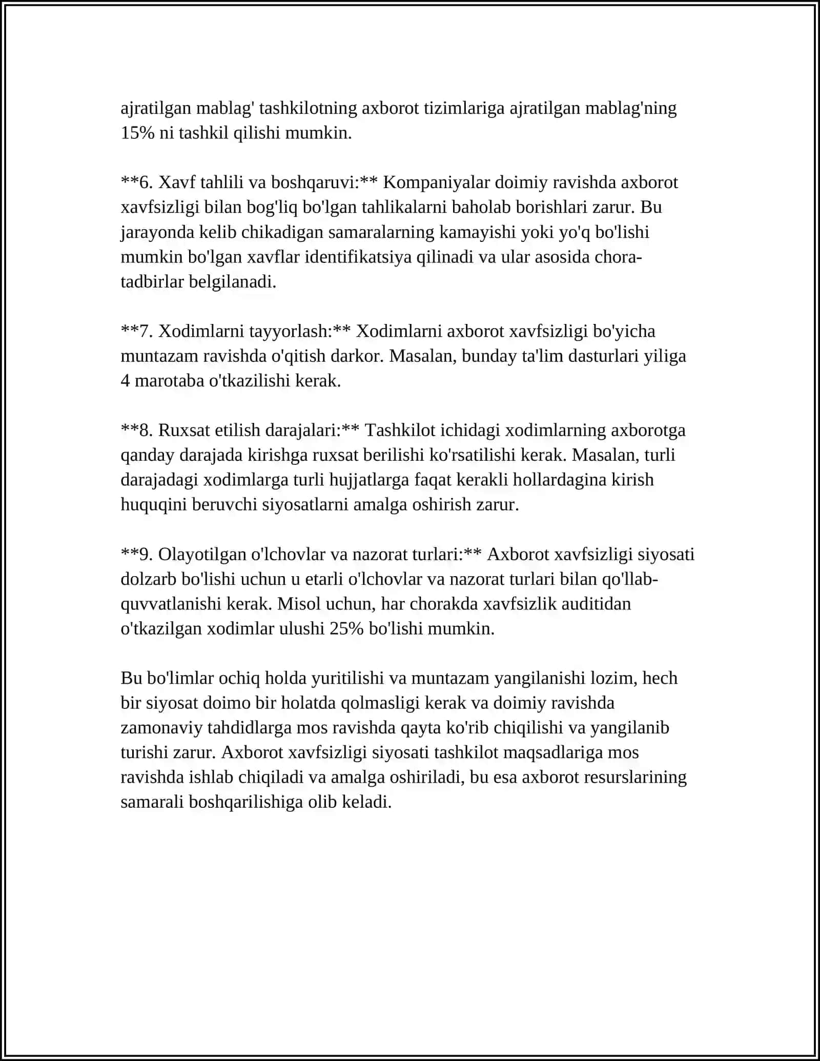 MUSTAQIL ISH Mavzu: AXBOROTLANI HIMOYALASHNING TASHKILIY-TEXNIK USULLARI 4