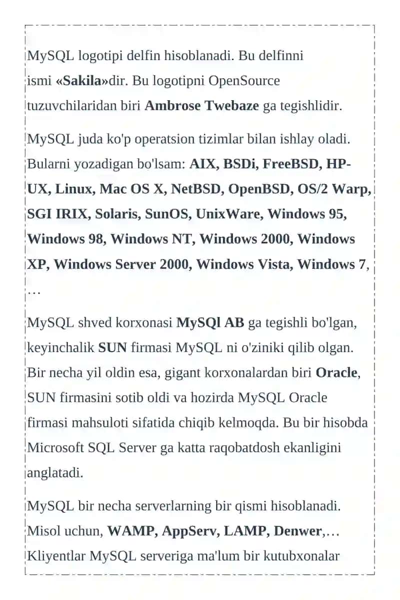 MySQL haqida boshlang’ich tushunchalar 4