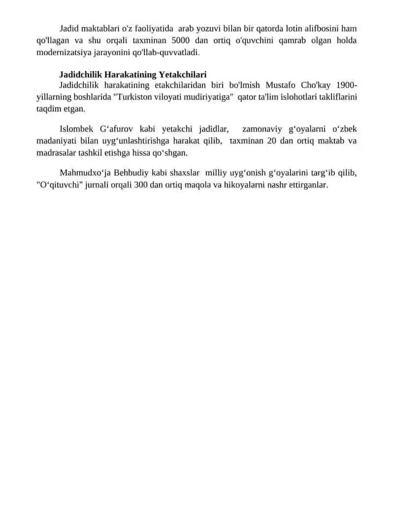 Turkistondagi jadidchilik harakati va uning mazmun mohyati 4