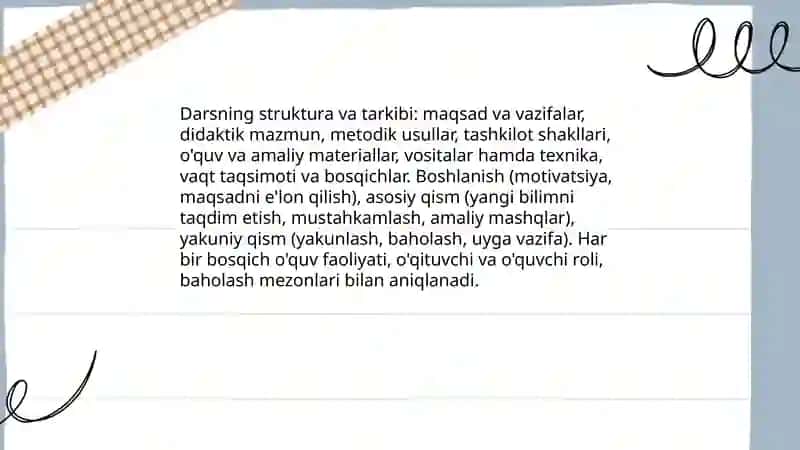 Dars-oʻqitishning asosiy shakli 4