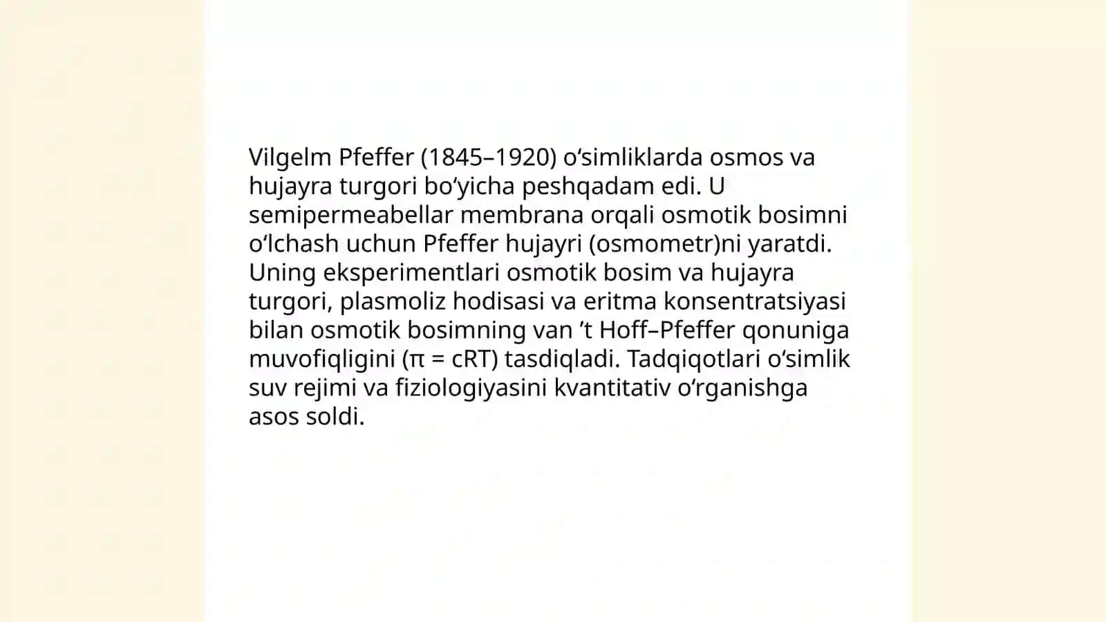 Oʻsimliklar fiziologiyasiga hissa qoʻshgan olimlarni olib borgan ilmiy tadqiqot ishlari 4