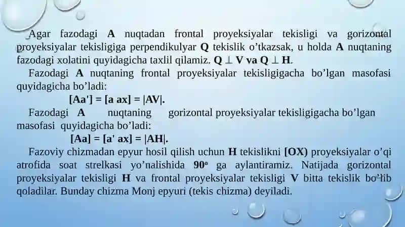 Nuqtaning ortogonal proyeksiyalari 4