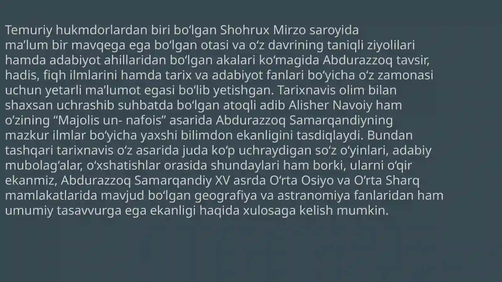 Abdurazzoq Samarqandiy “Matlai sadayin va majmai bahrayn” 4