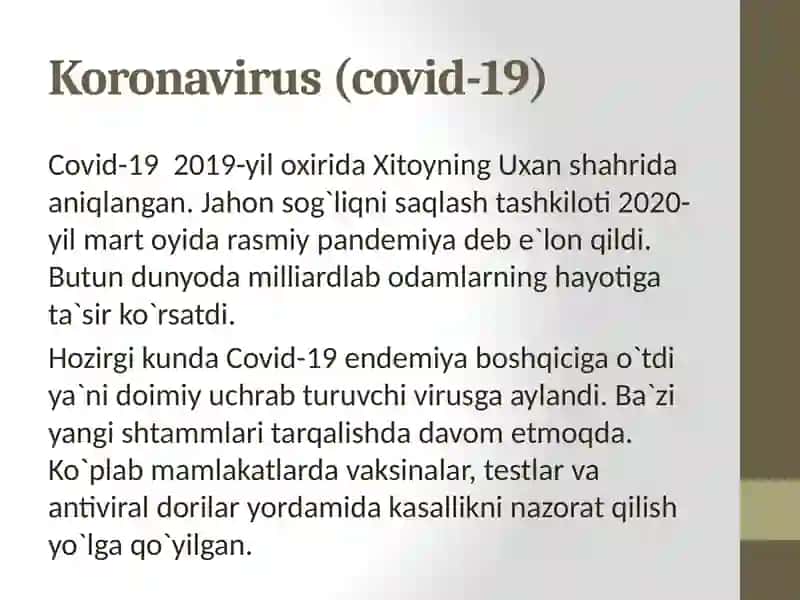 korinavirus va uning hozirgi kundagi muammolari 4