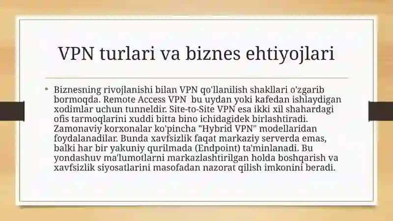 Himoyalangan virtual xususiy tarmoqlar VPN virtual private network 4