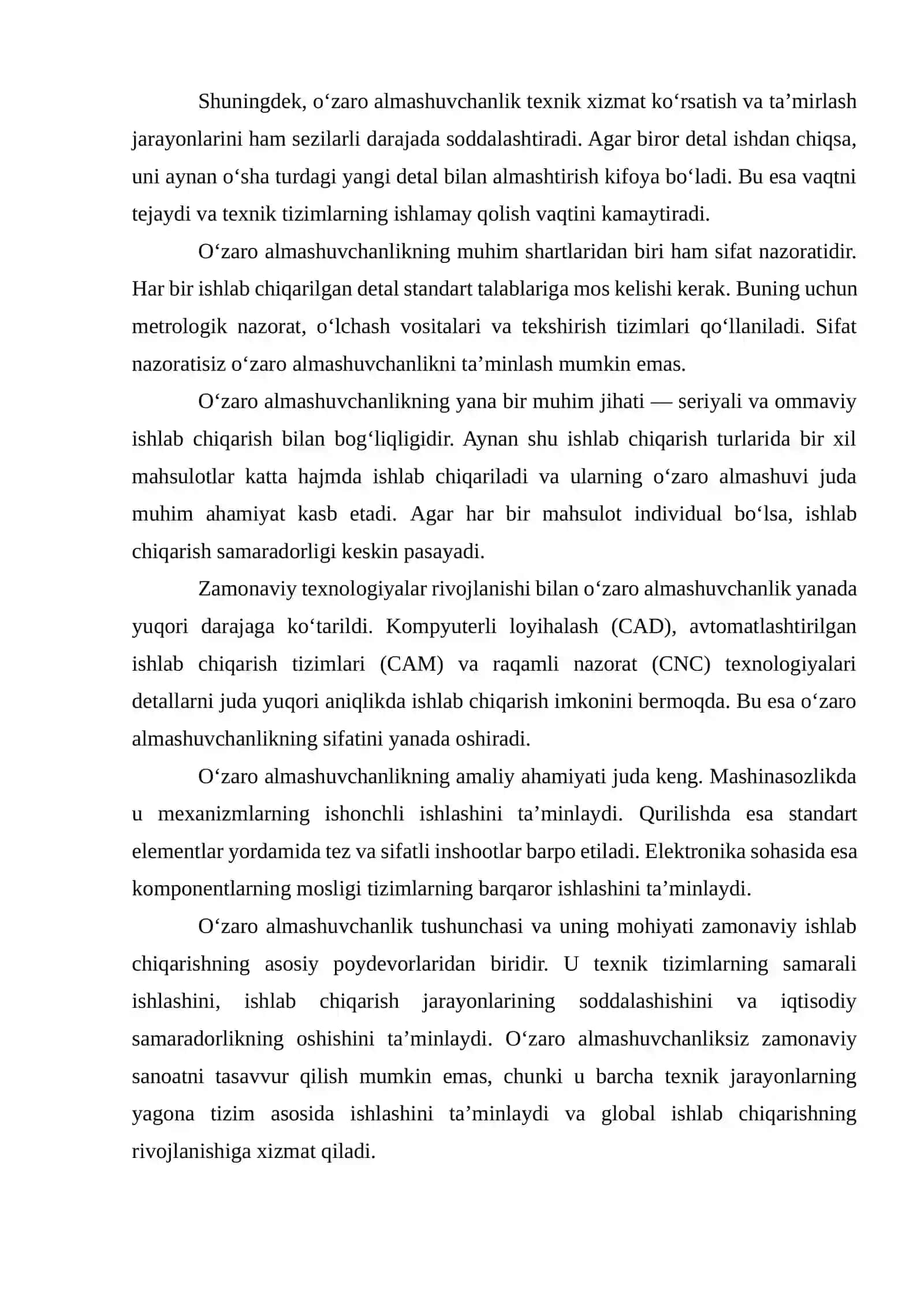 O‘zaro almashuvchanlik asoslari 4