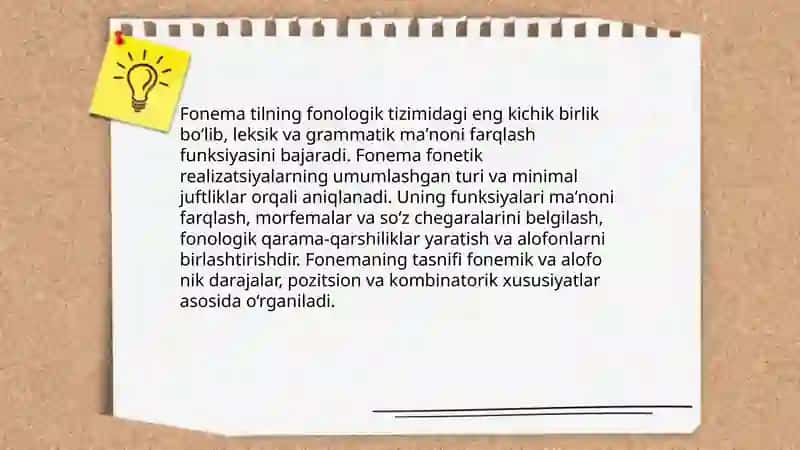 Til sathlari. Fonetik-fonologik sath 4