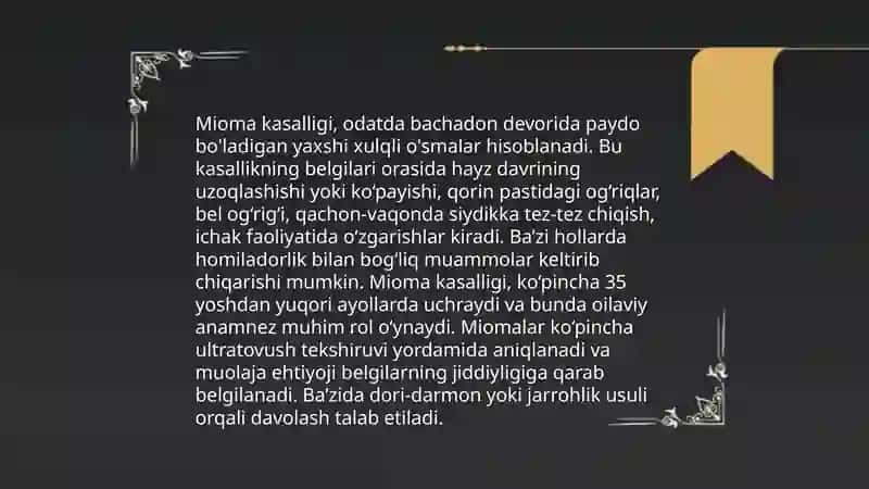 Mioma kasalligi haqida 4