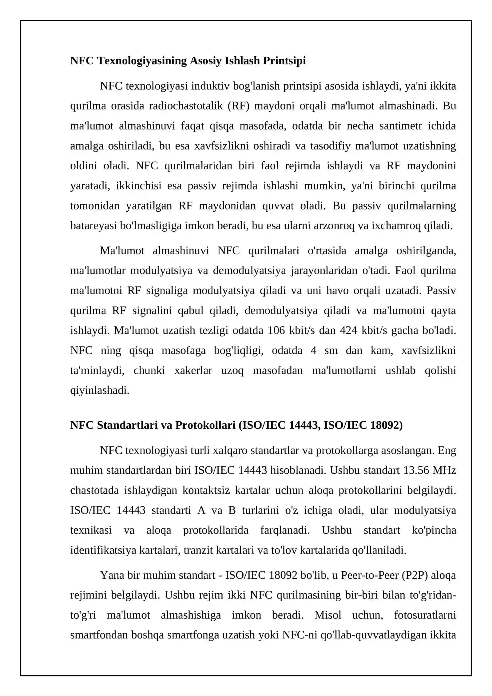 NFC texnologiyasining asosiy xususiyatlari va standartlari 4