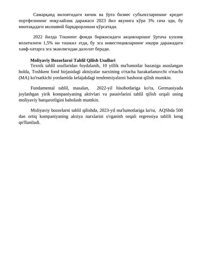 Moliya bozori statistikasi 4