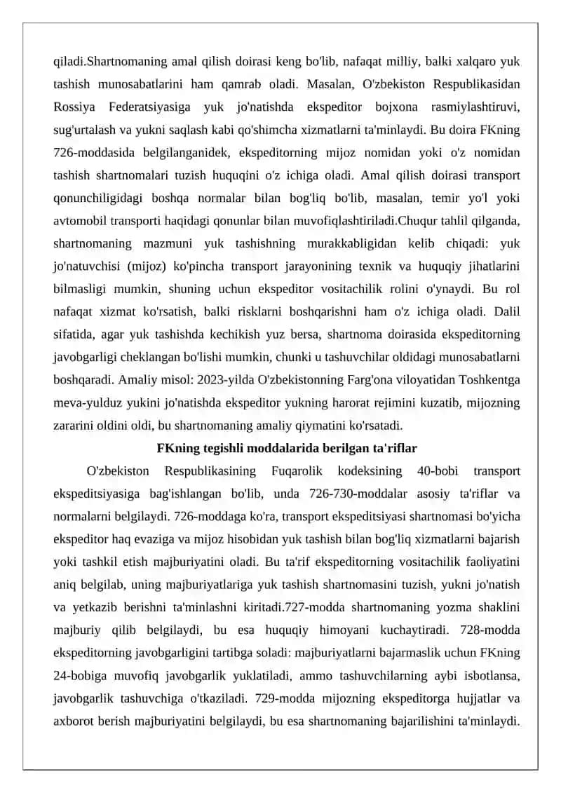 Transport ekspeditsiyasi shartnomasi 4