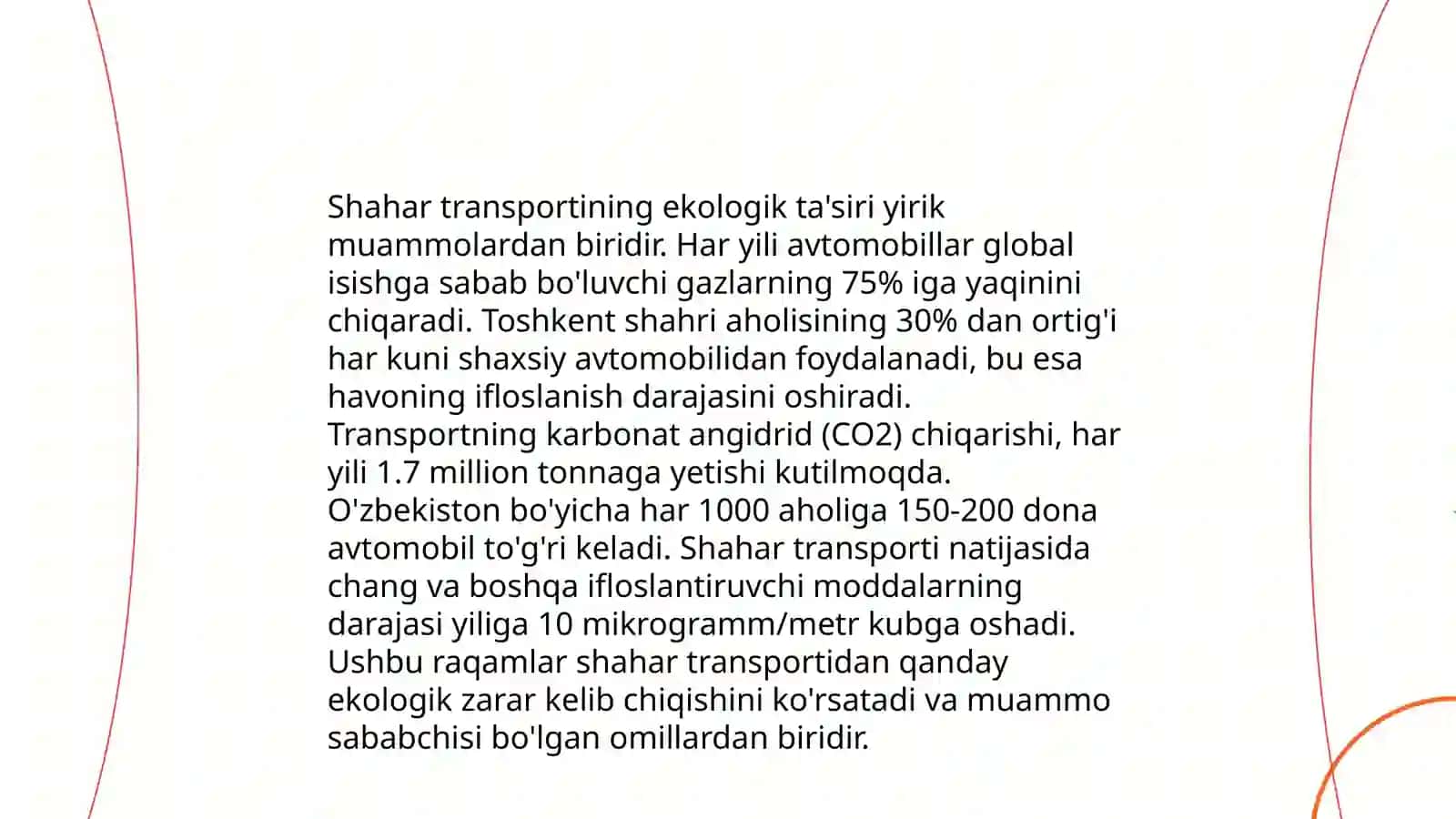 Transport sohasida ekologik muammolar 4