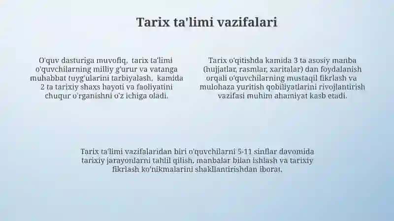Tarix o'qitish metodikasi 4