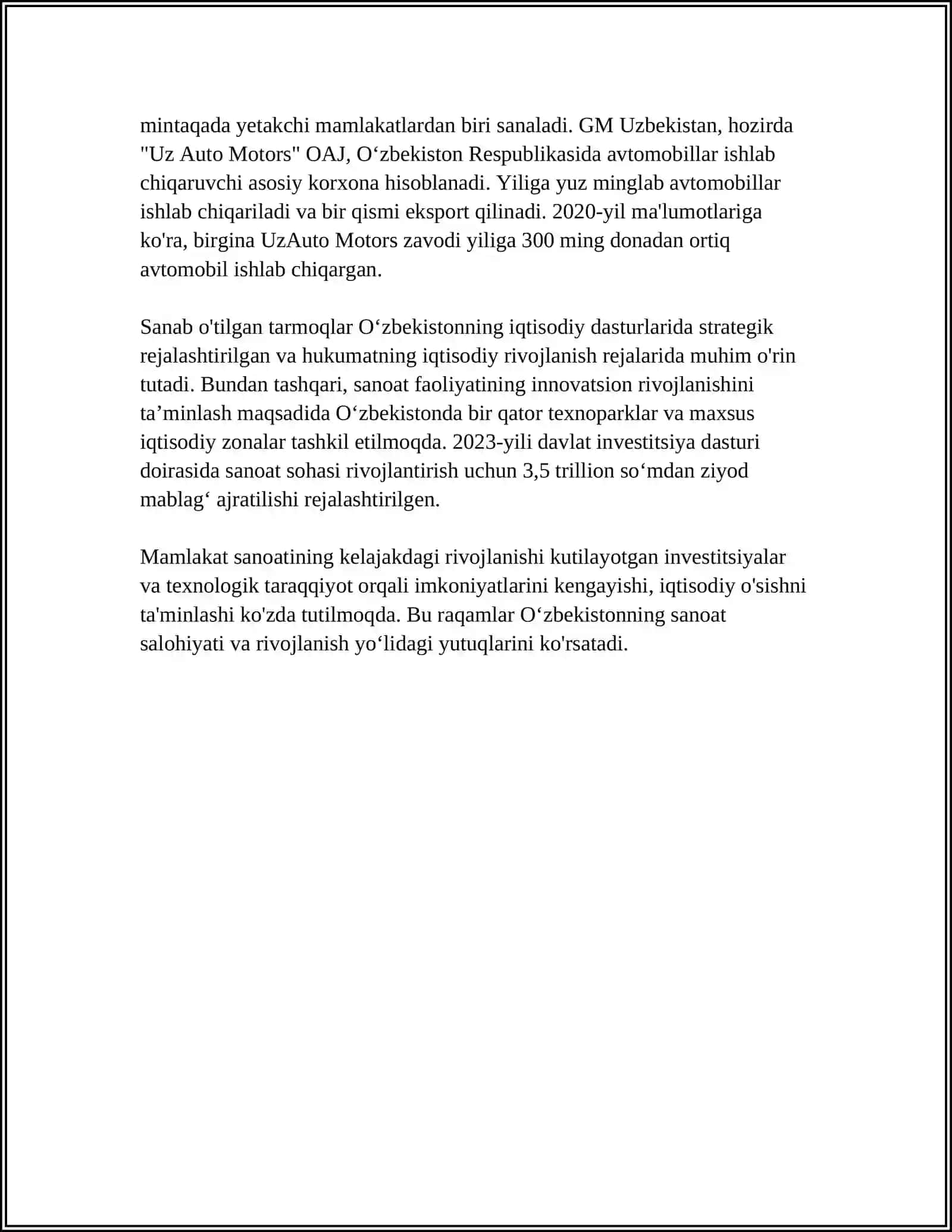 OʻZBEKISTON RESPUBLIKASI IQTISODIYOTI 4