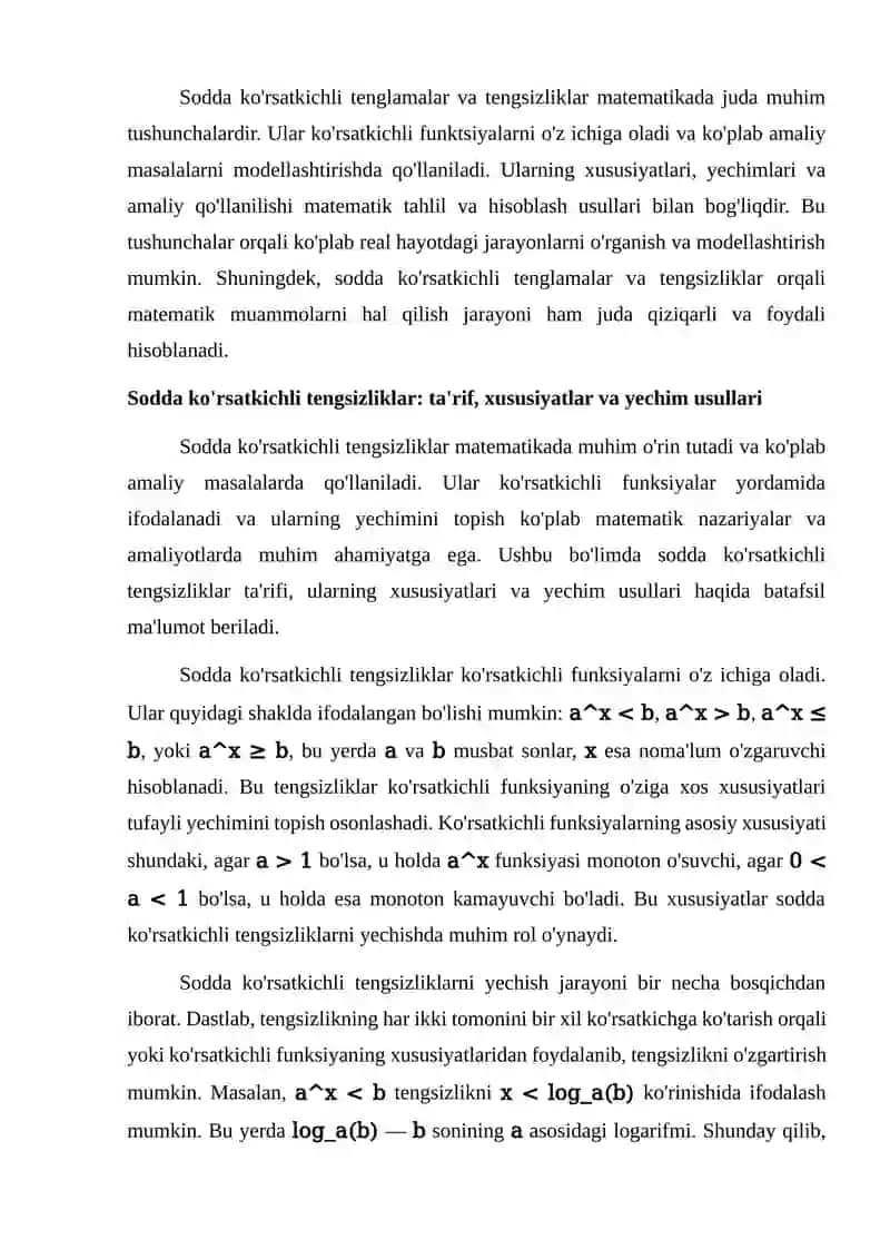 Sodda ko'rsatkichli tenglamalar va tengsizliklar 4