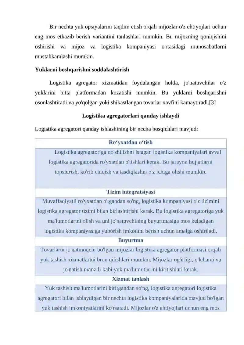 Andijon viloyati Jalaquduq tumanida logistikani rivojlantirish va yuk avtomobillarini onlayn agregator dasturidan foydalanib ishlatishni tashkil etish. 4