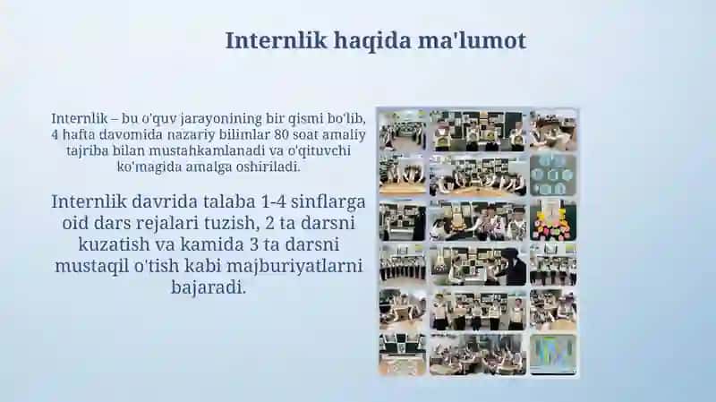 Boshlang’ich sinfiga 1 oylik amaliyot o’tagani bordim 4