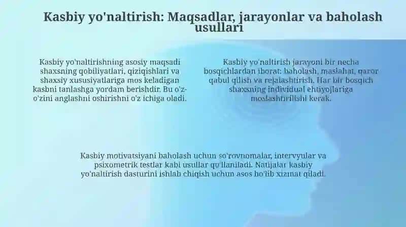 Kasbiy Motivatsiya va Kasbiy Yo'naltirish 4