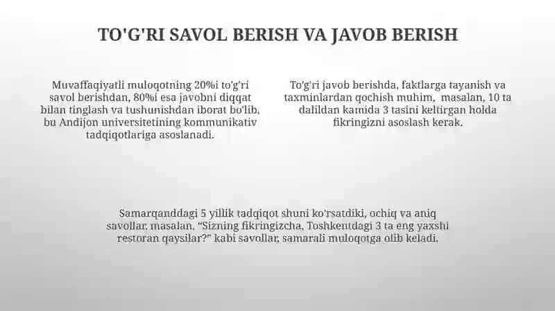 Muloqotni amalga oshirish qoidalari 4