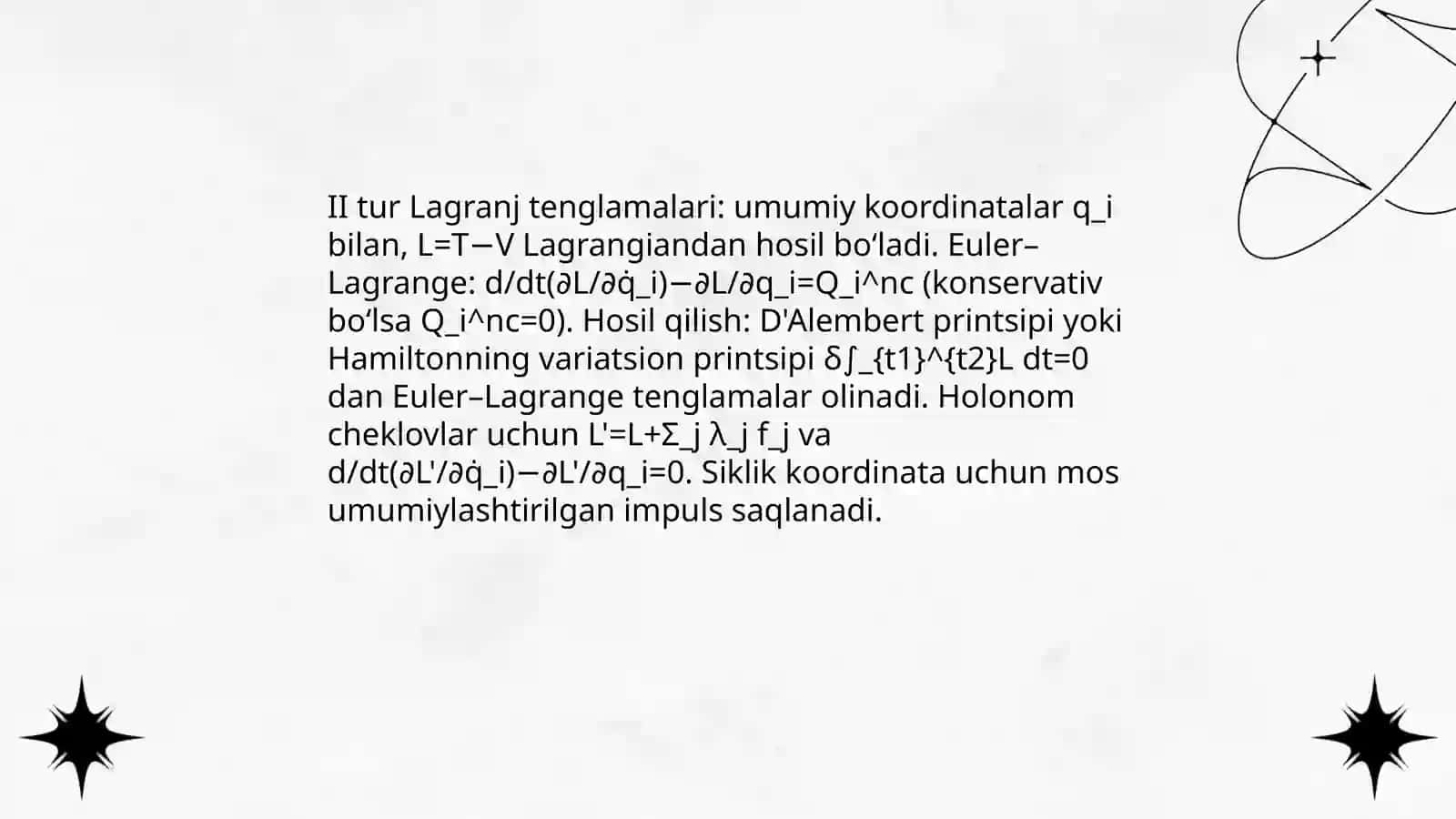 Mexanikaning umumiy tenglamasi 4