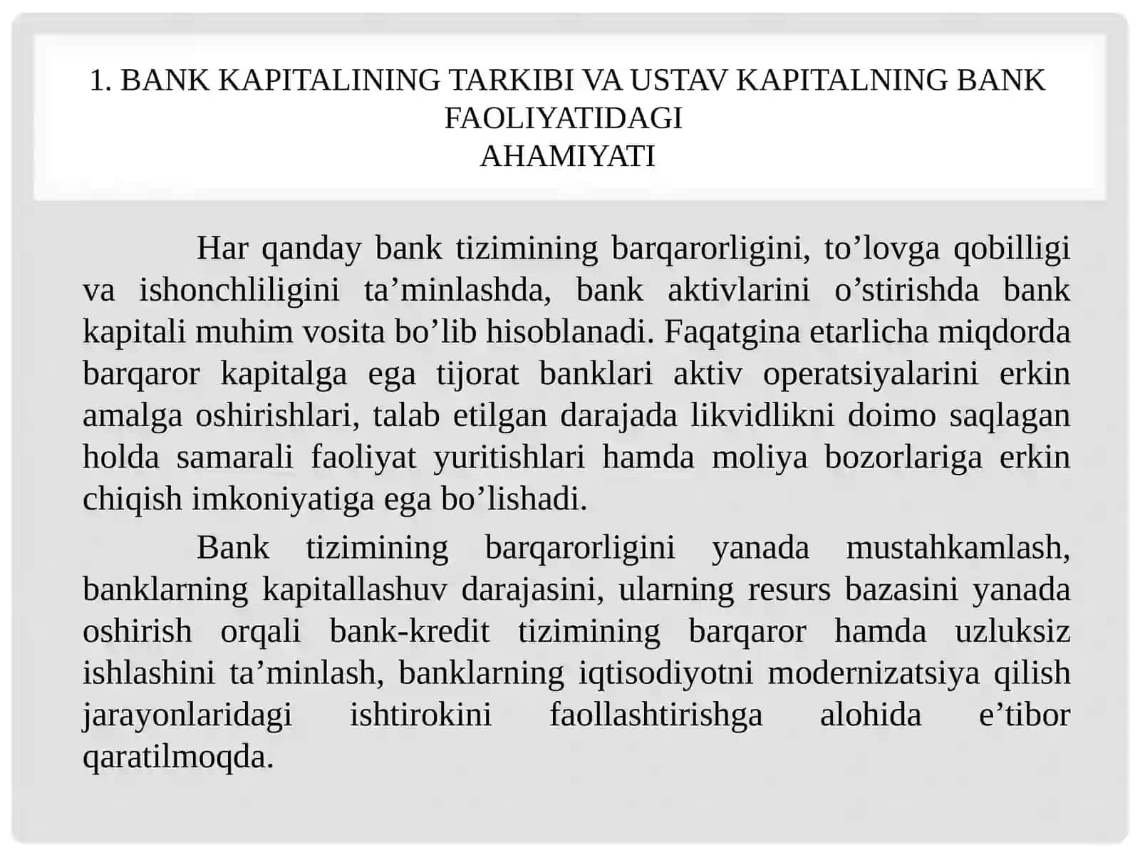 Bank kapitalini boholash usullari 4