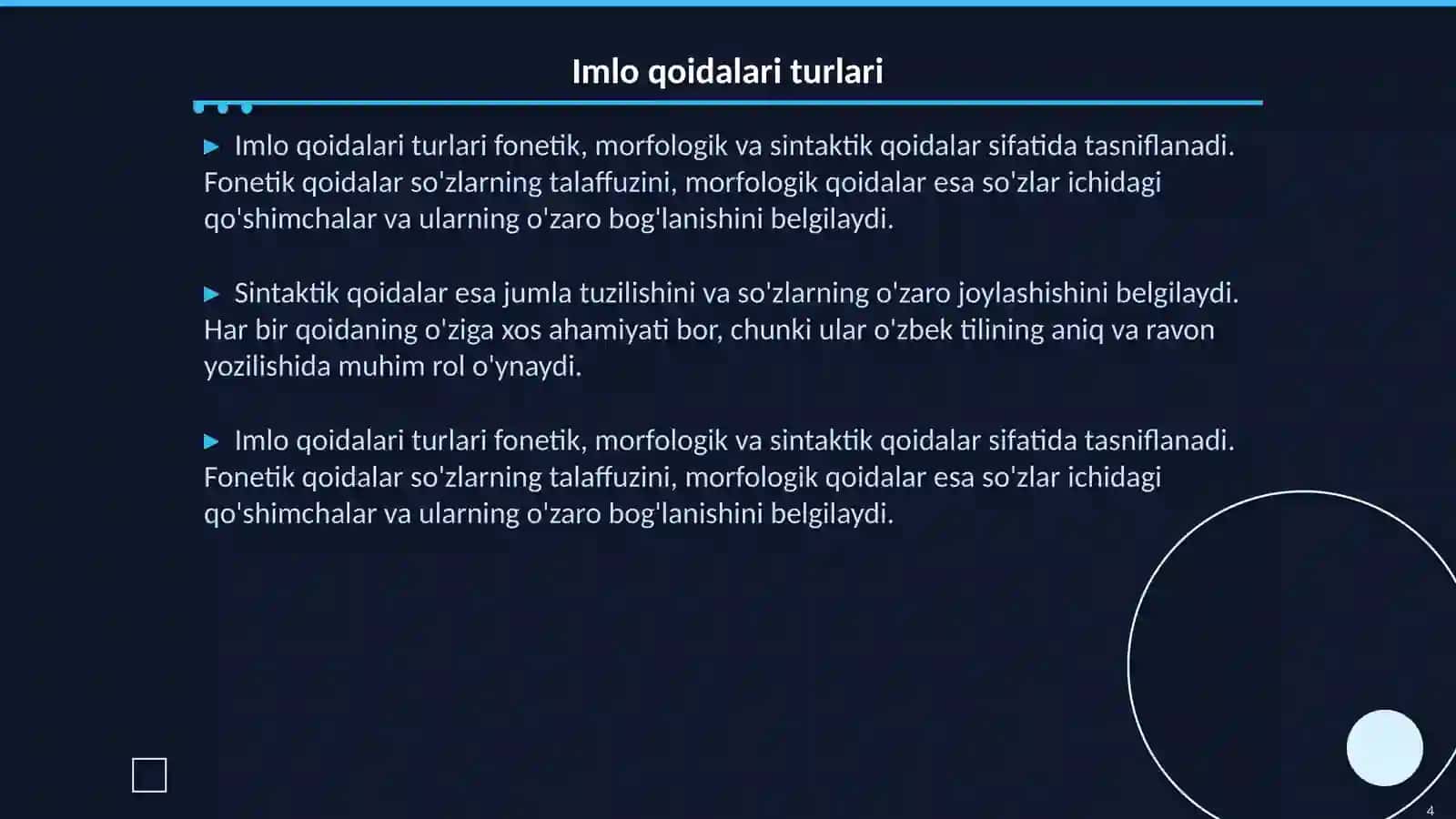 O’zbek tilining imlo meyorlari haqida 4