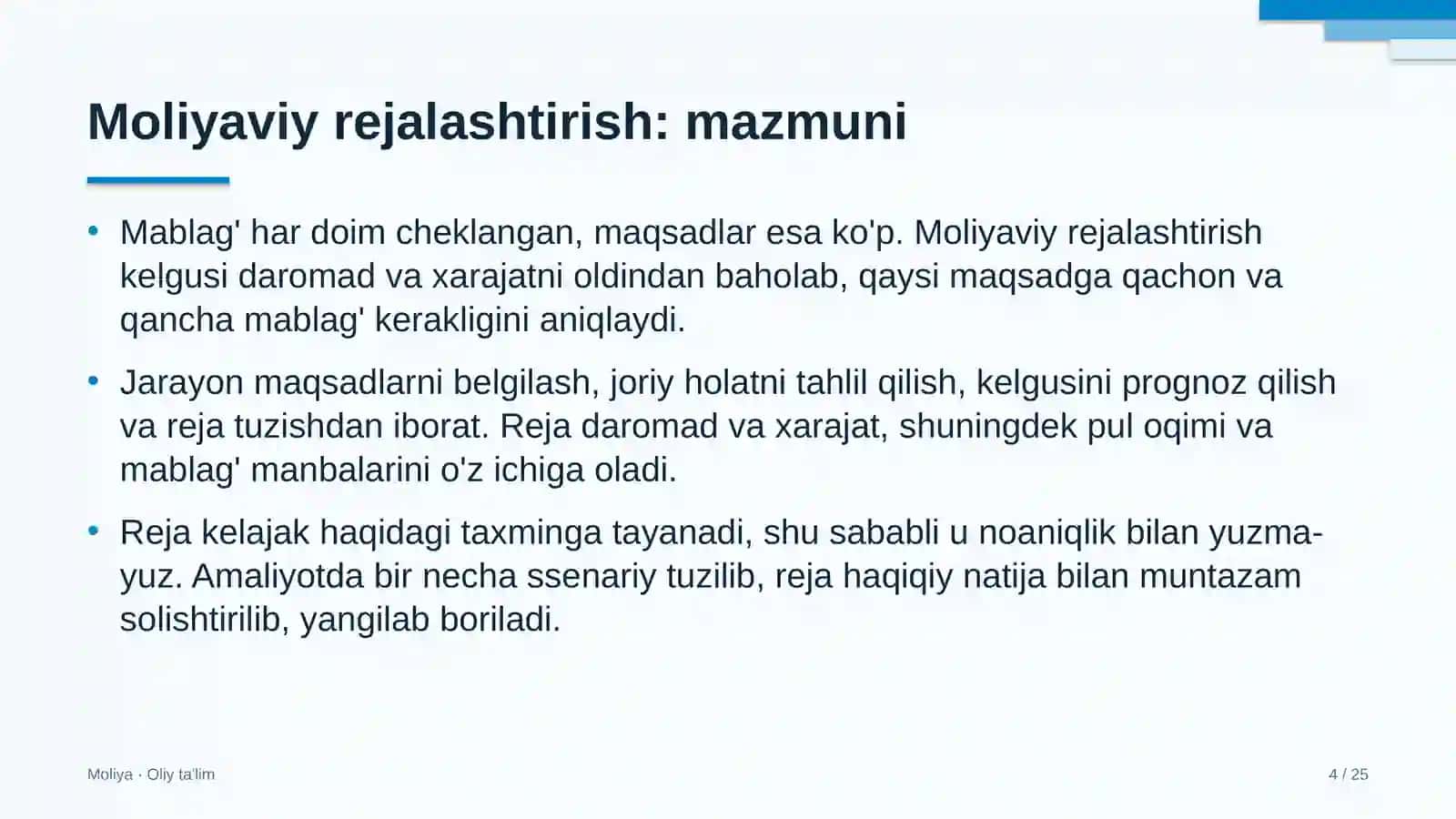 Moliyaviy rejalashtirish 4