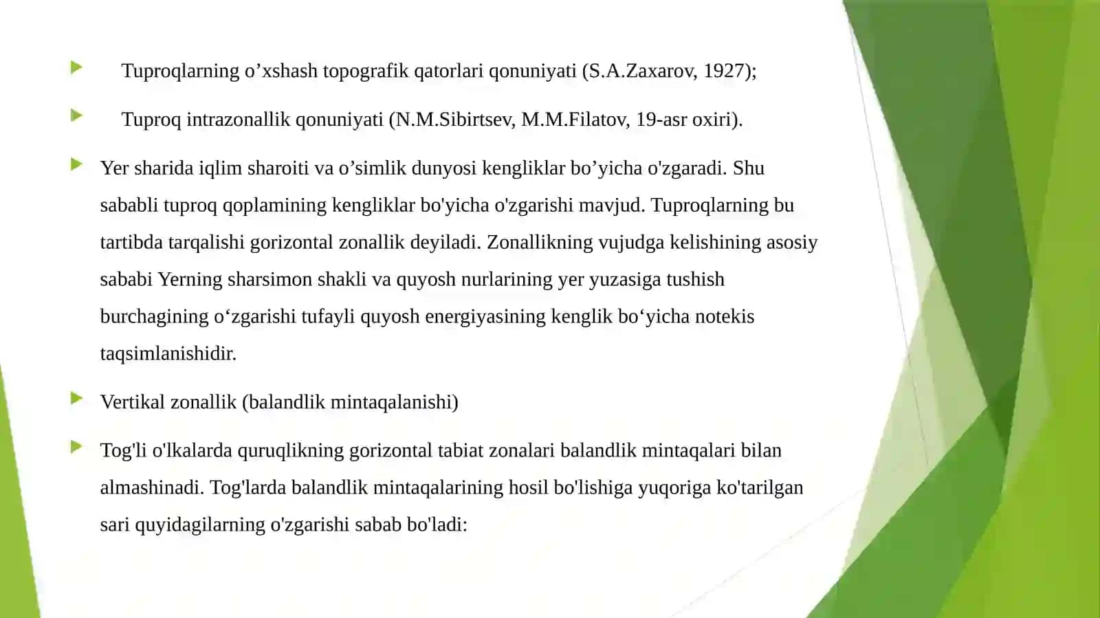 Tuproqlarning tarqalish qonuniyatlari 4