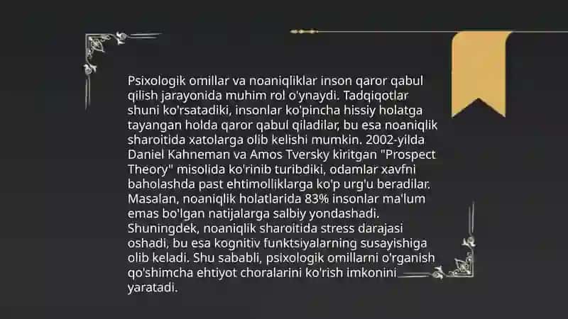 Noaniqlik sharoitida qaror qabul qilish usullari 4