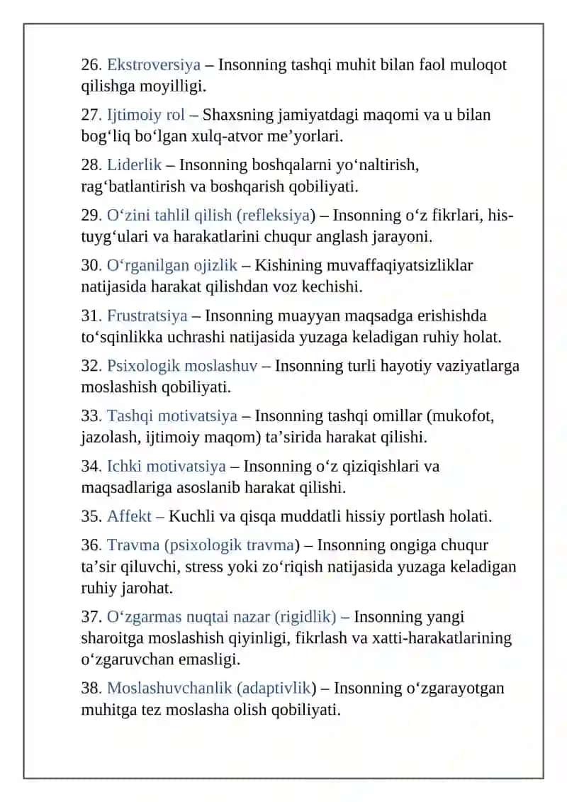 Shaxs psixologiyasi bo‘yicha glossariy 4