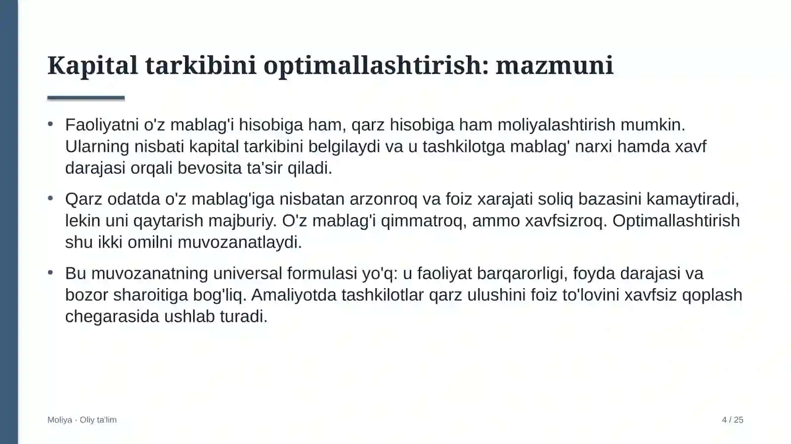 valyuta ayirboshlash shoxobchalarida kapital tarkibini optimallashtirish 2541 4