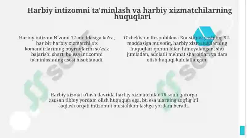 Harbiy Huquqning O‘zbekiston Respublikasi Qurolli Kuchlaridagi Ijtimoiy roli 4