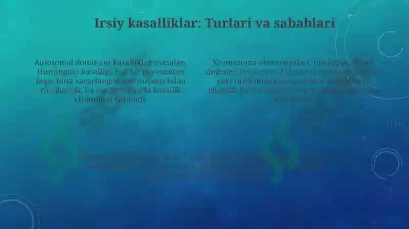 Irsiyat va irsiy kasalliklar 4
