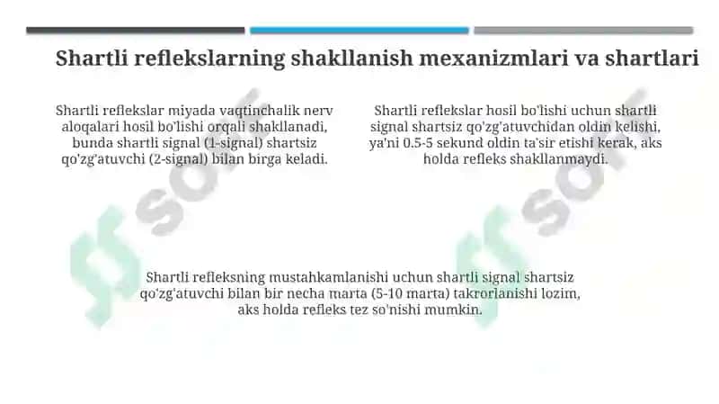 Shartsiz va shartli reflekslar 4