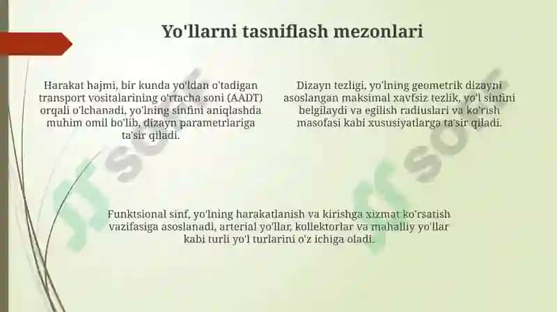 Yo'llarning tasnifi 4