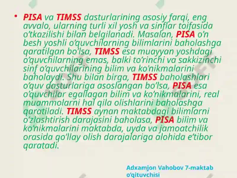 PIRLS, TIMSS, PISA, TALIS 4