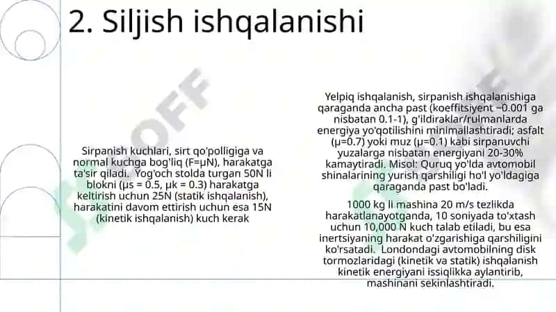 Ishqalanish va inersiya kuchlari 4
