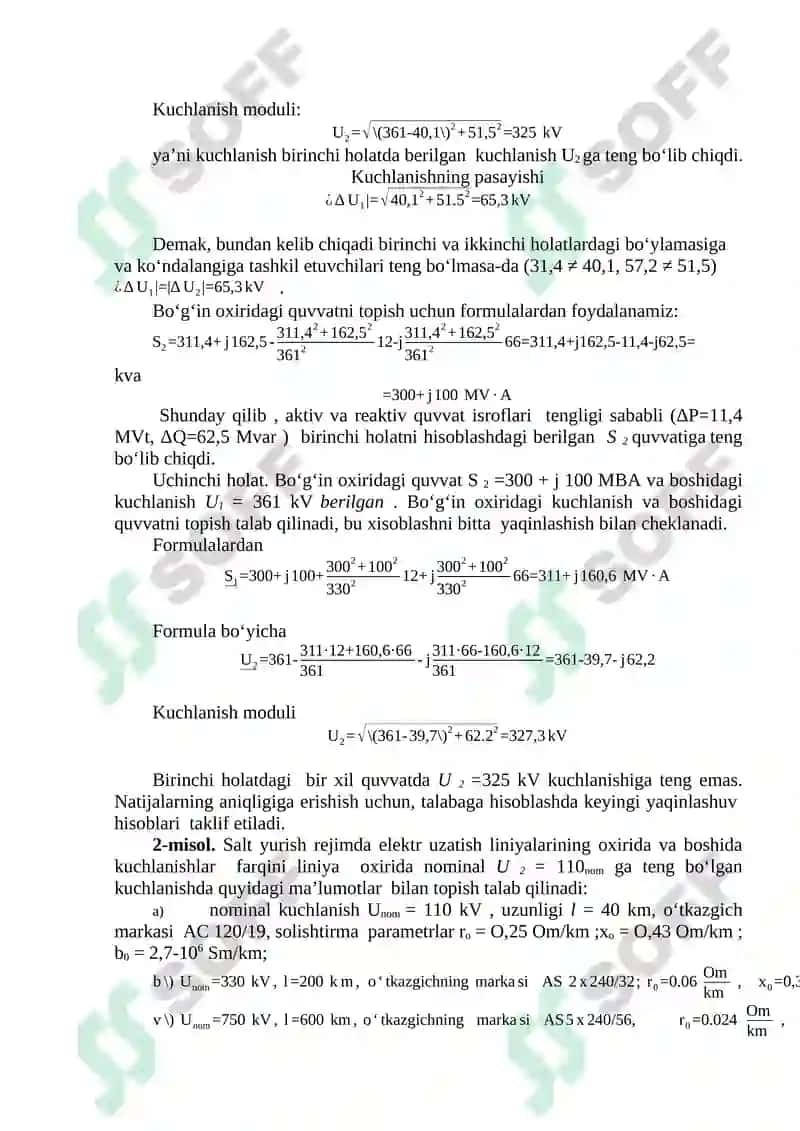 Elektr tarmoq bo'g'inining quvvat va kuchlanish munosabatlari 4