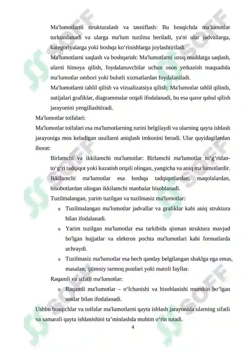 Ma'lumotlarni ifodalash bosqichlari 4