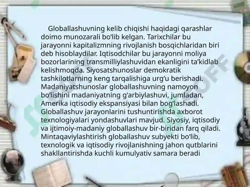 Globallashuv sharoitida jamiyathayotidagi dinlarning o'rni 4