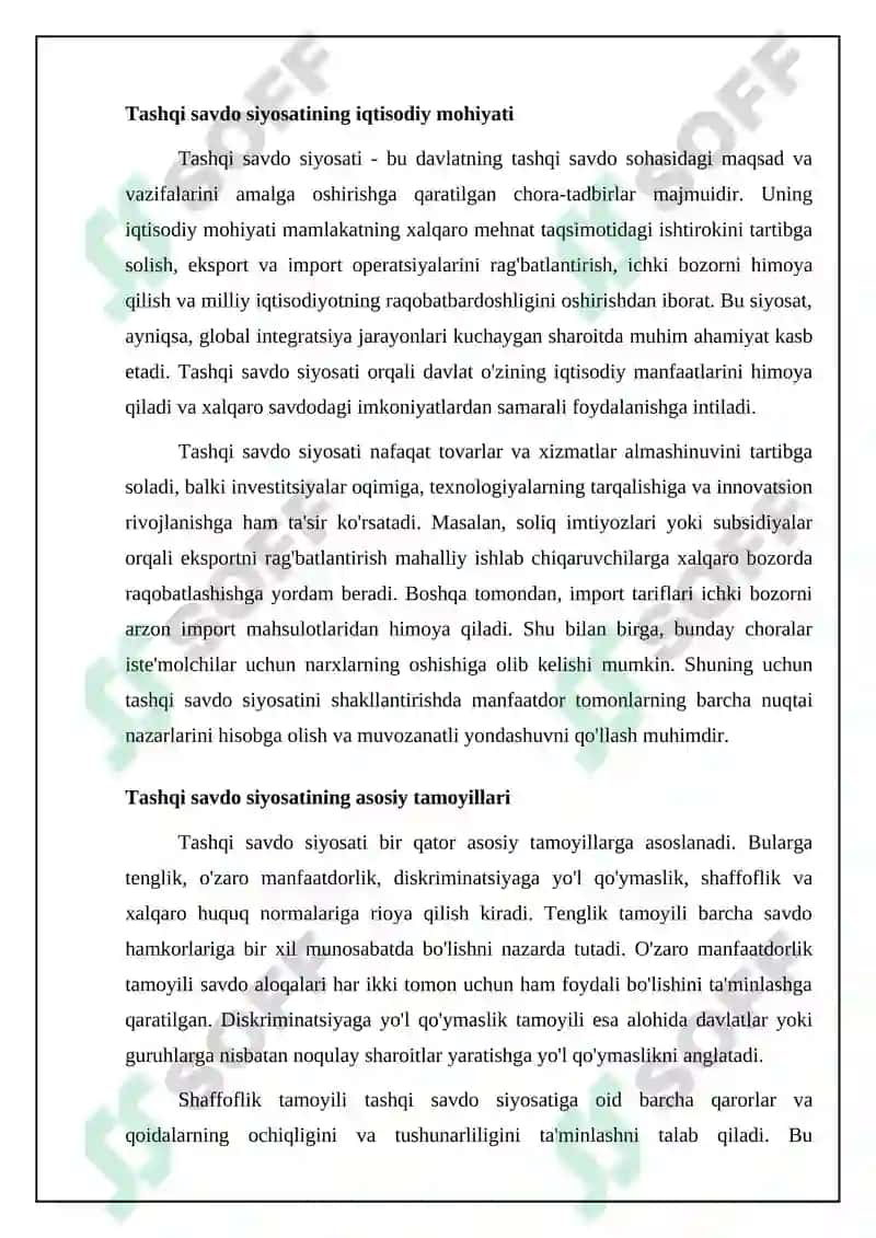 Tashqi savdo siyosati Referat 4