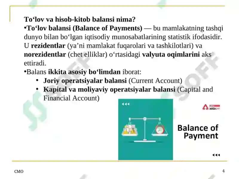 To‘lov va hisob-kitob balansi 4