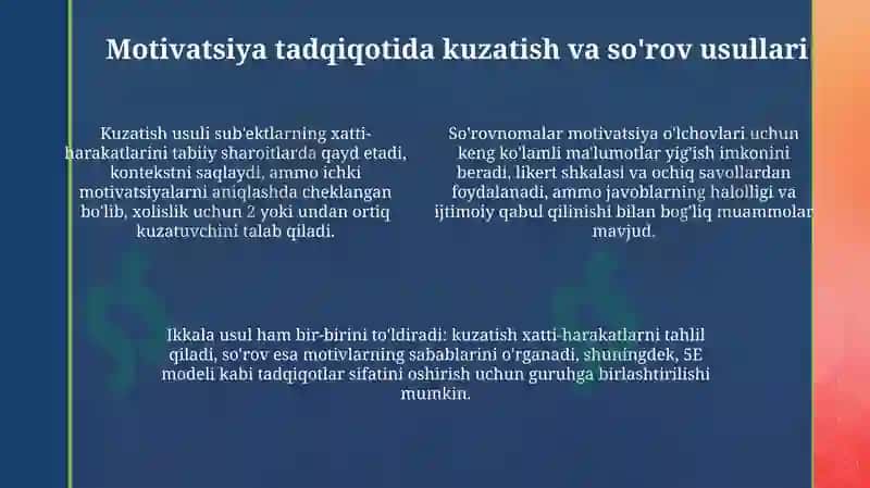 Motivni oʻrganish metodlari 4